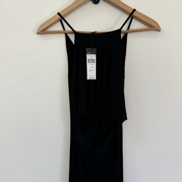 BCBGMAXAZRIA “NEKA”Black Knit Ribbed Maxi Dress Cutout Draped Back XXS NEW Tags - Picture 14 of 14